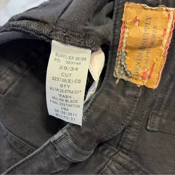 Ralph Lauren Denim & Supply Black Straight Leg Women’s Jeans Sz 28/34 Tall Long - Picture 9 of 10